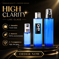 Flacon pompe en PETG bleu de 30 ml, 60 ml, 120 ml, 150 ml, flacon vide portable pour sérum facial, tonique, shampoing, cosmétiques