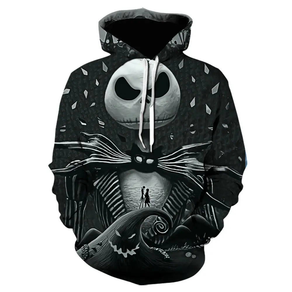 Men's loose hooded sweater christmas horror night deer hoodie sweater 3D printing clothing men's hoodies anime men