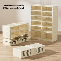 Boîtes de rangement pliables pour chaussures à plusieurs niveaux, organisateur de placard, étagère en plastique transparent pliable pour le salon, étagère à chaussures empilable