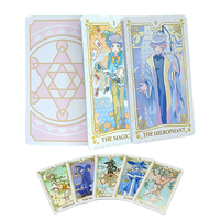 Impression personnalisée bord holographique oracle cartes de tarot français impression premium élégant divin tarot de fille avec jeu de cartes de dessin animé