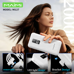 <span class=keywords><strong>Batterie</strong></span> <span class=keywords><strong>externe</strong></span> Maimi <span class=keywords><strong>20000mAh</strong></span> avec 4 câbles intégrés, chargeur portable, support de téléphone, lumière LED pour smartphone - Product Image 3