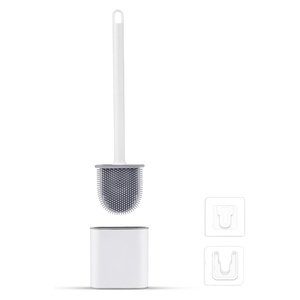 NOVISON Brosse de toilette à tête plate en TPR souple, durable et hygiénique, avec support - Product Image 1