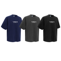 Camiseta de Hombre de Verano, Talla Grande, de Moda, con Logotipo Personalizado YKH, 275 g/m², Lavado Ácido, 100 % Algodón de Alta Calidad