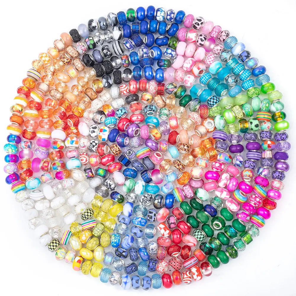 Huiran Wholesale Mix Colors Diy Big Hole Acrylic Resin Loose Beads for DIY Jewelry Making Beads