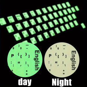 Pegatinas que brillan en la oscuridad Pegatinas de teclado luminosas con luz nocturna Pegatinas de escritorio para computadora portátil Película de teclado de idioma universal - Product Image 2