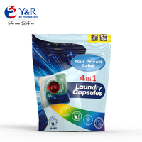 Capsules 5 en 1 Dosettes de lessive Détergent nettoyant jaune pour laver les vêtements Gel Adoucissement acceptable à faible quantité minimale de commande
