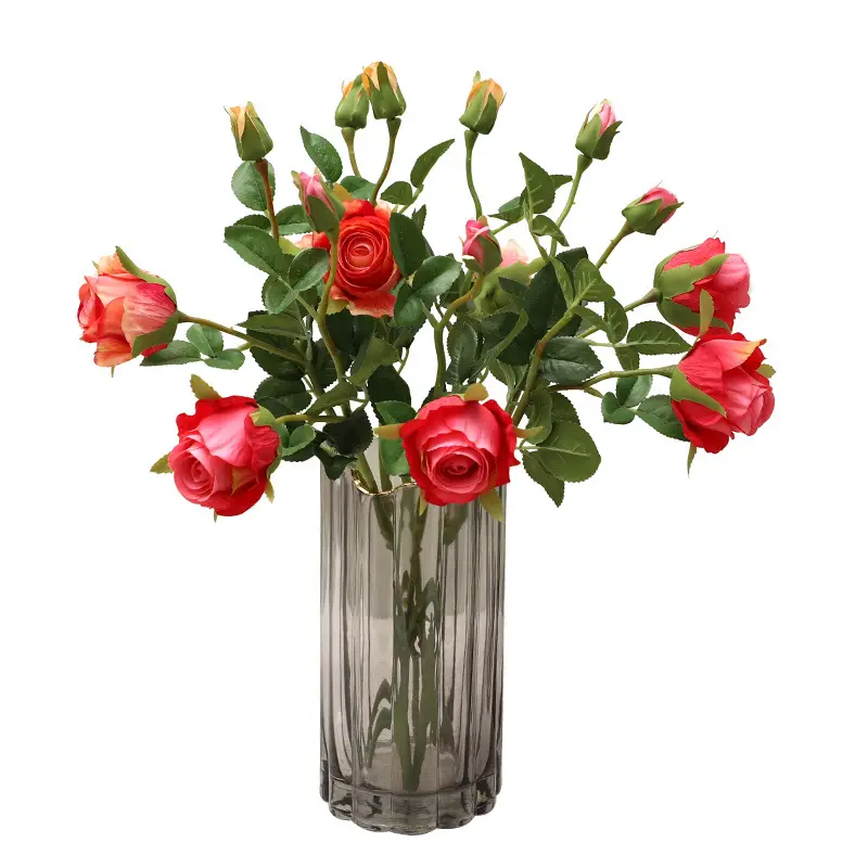 2 головы поддельные цветок розы домашний декоративный фальш-цветочное украшение; Искусственный букет роз трансграничной оптовая продажа