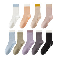 Chaussettes de yoga antidérapantes pour femme, logo personnalisé, mi-mollet, pour Pilates, entraînement intérieur et musculation
