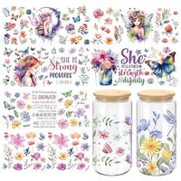 Autocollants UV prêts à l'emploi pour impression à froid, personnalisés et étanches, pour gobelets, mugs et tumblers en verre Libby de 16oz et 20oz, vente en gros