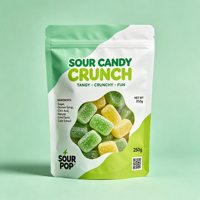 Op maat gemaakte zelfstaande zak met transparant venster en hitteverzegeling voor snoep, lolly's en muntjes, geschikt voor retailverpakkingen