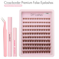 Lot de 120 faux cils en grappe queue de poisson marron, kit DIY pour cils en grappe, cils naturels à bande fine et légère