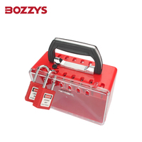 Boîte de verrouillage de groupe portable BOZZYS BD-X22 à 8 cadenas, déverrouillage par clé, en résine de verre haute résistance, avec couvercle transparent anti-poussière en PC, usage industriel