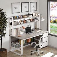 Bureau d'ordinateur debout en bois simple et moderne avec petite étagère et bureau pour étude ou chambre à coucher