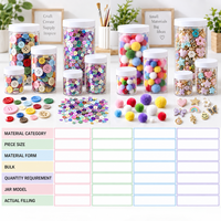 Contenants de rangement pour fournitures d'artisanat personnalisées, bocaux transparents en PET avec couvercles pour boutons, paillettes, pompons, breloques, organisation DIY, vente en gros