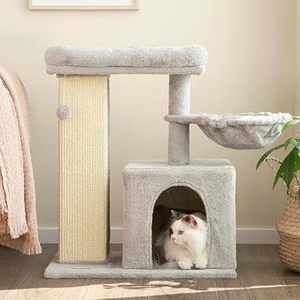 Pohon kucing tinggi mewah ekstra besar dalam ruangan menara kucing lebar dasar besar berkualitas tinggi tiang goresan kayu untuk anak kucing - Product Image 3