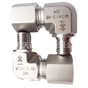 Raccord de compression en acier inoxydable Tiancheng M12x1.5-8 fileté à 90 degrés pour conduite d'eau et soufflet - Product Image 1