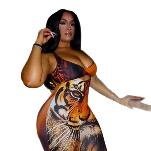 225 New Suspender Cest <b>Wrapped</b> Sey Printed Print Jumpsuit - Product Image 5