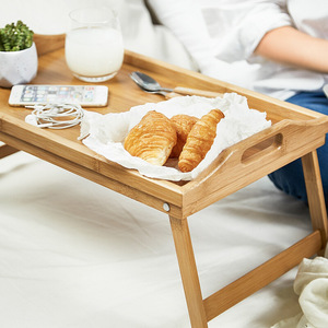 Foldable Bamboo Tray With Legs 50x30x6cm For Hotel Coffee <b>Tea</b> Serving Storage Holder <b>Standing</b> Type Solid Color - Product Image 2