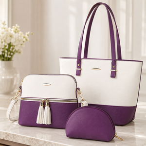 Women Tote Bag Set Three Piece <b>Handbag</b> Large Capacity Shoulder Bag Shopping Purse with <b>Small</b> Pouch and Round Coin Case - Product Image 1
