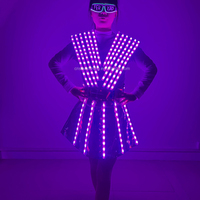Vestido LED con espejo láser recargable, disfraz de Robot de actuación de bailarina de escenario fluorescente para fiesta de cumpleaños, club nocturno, Bar
