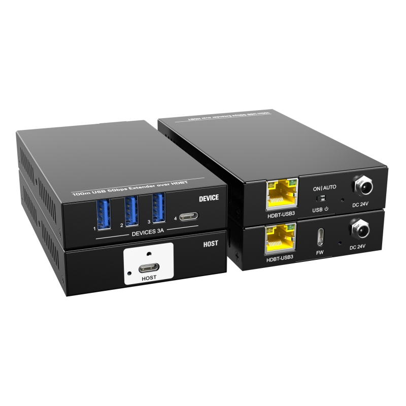 POC Power Supply 5Gbps Data Transfer 100m HDBT USB Extender TX RX Kit