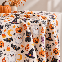 Tissu tricoté imprimé Halloween 100% polyester extensible pour robes, nœuds et vêtements pour bébés et enfants