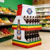 Présentoir à vin portable et pliable en PVC ECO-DISPLAY, support rotatif pour bouteilles d'alcool, pour la promotion en magasin de détail
