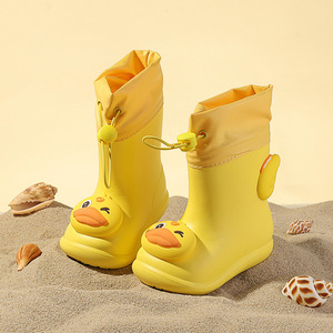 Bottes de pluie pour enfants WXL476 antidérapantes 3D dinosaure canard à cordon de serrage imperméables en EVA dessin animé été et hiver - Product Image 1