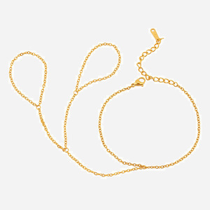 Pulsera de cadena a la moda para mujer, tono dorado, acero inoxidable, diseño de eslabones ajustables, accesorio de joyería elegante - Product Image 1