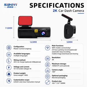 Cámara de Video para Auto con Grabación en Bucle, Visión Nocturna Inalámbrica WiFi, Sensor G, Gran Angular, 2K, Modo de Estacionamiento de 24 Horas - Product Image 3