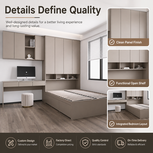Letto Moderno Multifunzionale con Grandi Cassetti, Letto a Piattaforma Personalizzato <span class=keywords><strong>Salvaspazio</strong></span>, Soluzione OEM ODM per Arredamento Camera da Letto - Product Image 2