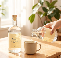 Botella de Vidrio Transparente Vacía de 100 ml, 200 ml, 375 ml, 500 ml, 750 ml, 1 L para Vodka, Licor, Ginebra, Ron, Tequila, Whisky, Whisky, Licores, con Corcho