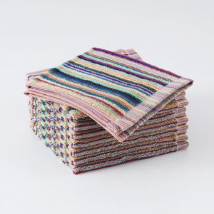 ผ้าเช็ดจานครัว 100% ผ้าฝ้าย ซึมซับน้ำได้ดี ขนาด 25*25 และ 30*30 ซม. ผ้าทำความสะอาดลายทางหลากสีสัน - Product Image 6