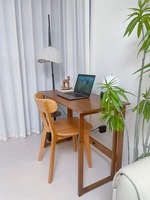 Bureau d'ordinateur pliable moderne en bois pour petits appartements, bureau autoportant avec design de table longue intégré, utilisation à domicile/au bureau