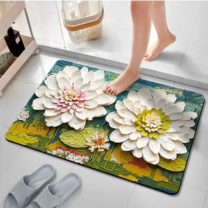 سجادة أرضية للمدخل بنمط أزهار ، قابلة للغسل ومضادة للانزلاق ، سجاد منطقة مخملية كريستالية مزخرفة - Product Image 3