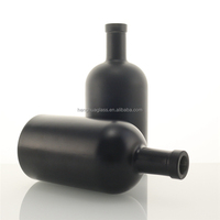 Bouteille en verre d'huile d'olive de style nordique noire mate personnalisée de 500 ml, bouteille en verre de 50 cl pour huile de cuisson, conteneur pour liqueur avec bouchon en bois
