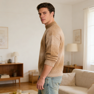 Maglione Invernale da Uomo AJB in Mohair di Alta Qualità, Traspirante, Antirughe, Antirestringimento, Comodo e Ampio, a Righe, Lavorato a <span class=keywords><strong>Maglia</strong></span> - Product Image 5