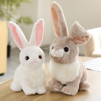 Cadeau de Pâques : Lapin en peluche doux, rembourré en coton PP, écologique, réaliste, blanc, brodé, avec vernis UV, anti-stress