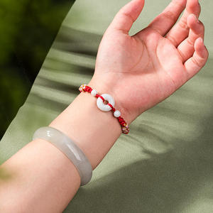 แหวนหยกธรรมชาติแบบปรับได้ สร้อยข้อมือหยกคุณภาพสูง งานถักทออย่างดี เครื่องประดับสำหรับผู้หญิง หยกขายส่ง SL05 - Product Image 4
