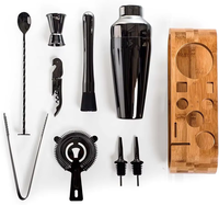 Ensemble de shaker à cocktails OUYADA 600 ml en or rose, 12 pièces, kit de barman professionnel avec support en bois, accessoires de bar pour bar à domicile