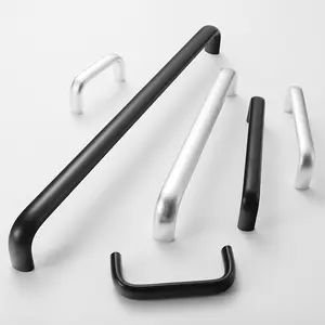 Aluminum black oval U shaped handle for kitchen, Closet, industrial machine tool equipment