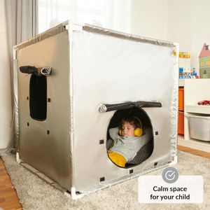 Tente sensorielle carrée occultante pour enfants, pour filles et garçons, tente sensorielle sombre pour enfants autistes, tente sensorielle argentée pour intérieur et extérieur - Product Image 2