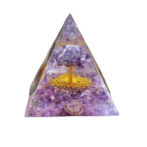 Crystal <b>Tree</b> Pyramid Resin Epoxy Craft Desk Ornament Feng Shui <b>Lighted</b> Gift - Product Image 5