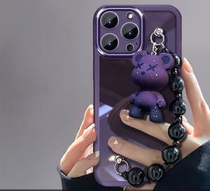 Custodia per telefono Kawaii con orsetto <span class=keywords><strong>viola</strong></span> e catena di perline nere per <span class=keywords><strong>iPhone</strong></span> 17/16/15/14/13 <span class=keywords><strong>Pro</strong></span> <span class=keywords><strong>Max</strong></span>, <span class=keywords><strong>cover</strong></span> traslucida antiurto - Product Image 6