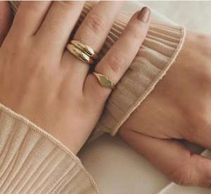 Valentijn Geschenk Vergulde Roestvrij Staal Custom Dames Sieraden Sierlijke Liefde Belofte Kleine Magere Stapel Signet Hart Ring - Product Image 6