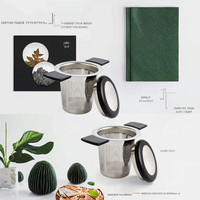Infuseur à thé en acier inoxydable 304 avec double poignée et couvercle, filtre à thé à mailles fines pour thé en feuilles, filtre à thé réutilisable