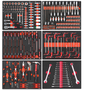 Boîte à outils en fer robuste de 258 pièces, à dix tiroirs, verrouillable, en acier rouge avec dessus en bois, chariot à outils personnalisable pour atelier de réparation automobile OEM GL40 - Product Image 6