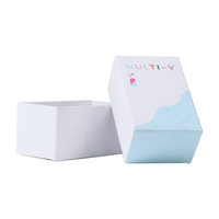 Boîte rigide personnalisée pour parfum pastel, bleu clair, couvercle blanc, base, boîte cadeau pour emballage de parfum de luxe
