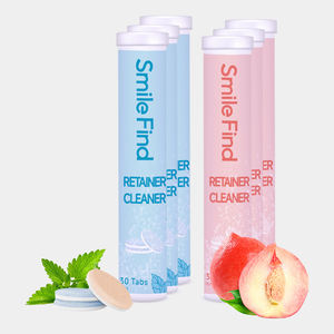 Quitar placa logotipo personalizado sabor protector bucal alineador retenedor limpiador 30 melocotón menta 120 Limpieza de dentadura tabletas efervescentes - Product Image 1