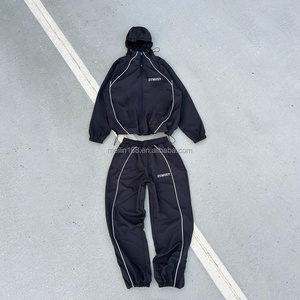 Custom Tracksuit Windbreaker Jacket and Nylon Track Pants 2 Piece Set <b>Jogging</b> <b>Suit</b> 3m Reflective Strip Windbreaker Tracksuit - Product Image 3